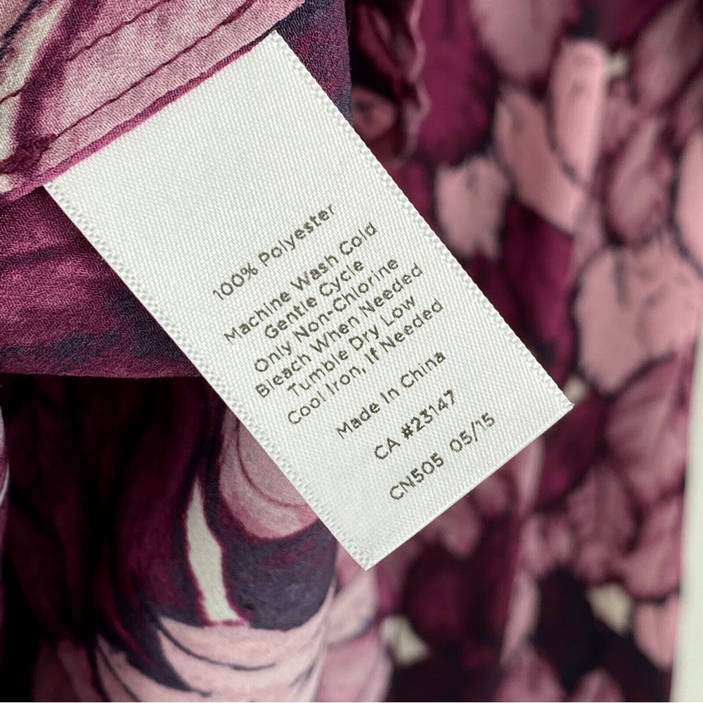 Talbots Petites Size PL Shirt Purple Pink Floral Long Sleeve Button Up Chiffon - Picture 7 of 7